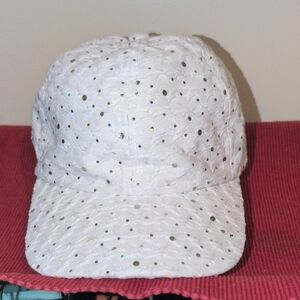 White Sequin Baseball Cap